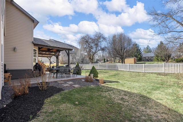 view of yard with a patio and a fenced backyard