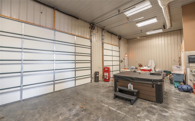 garage with metal wall