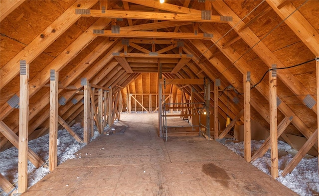 view of unfinished attic