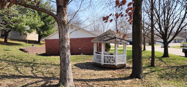 view of yard with a gazebo