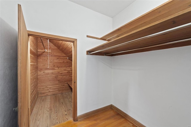 walk in closet featuring light wood-type flooring