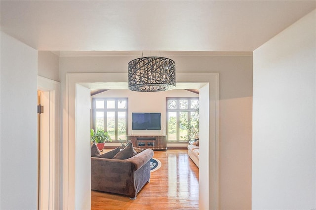 living area featuring light wood-style flooring