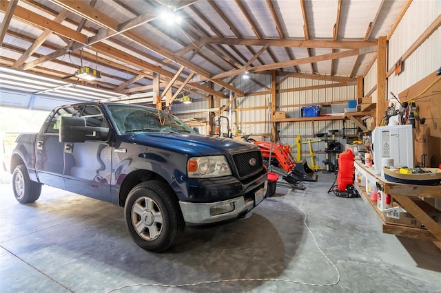 garage featuring metal wall