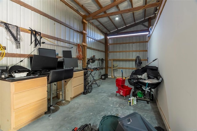 garage featuring metal wall