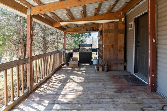 deck featuring grilling area