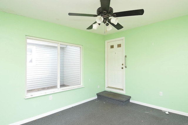 interior space with a ceiling fan