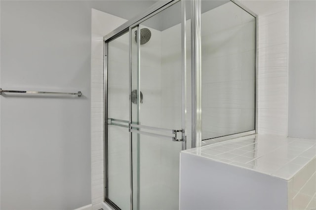 full bath with a shower stall