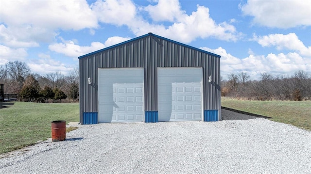 view of detached garage