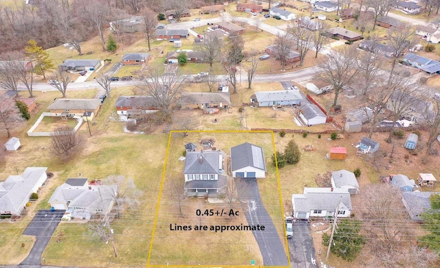 bird's eye view featuring a residential view