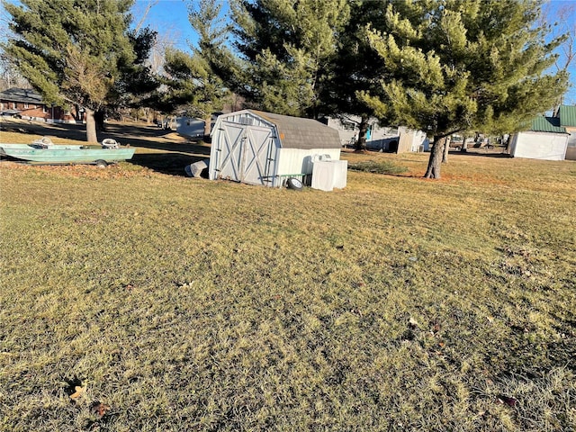 view of yard with a storage unit and an outdoor structure