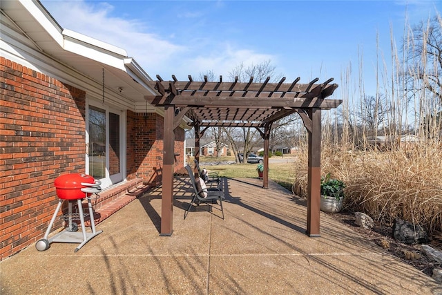 view of patio / terrace featuring a pergola and grilling area