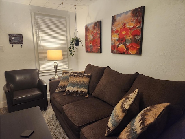 view of carpeted living area