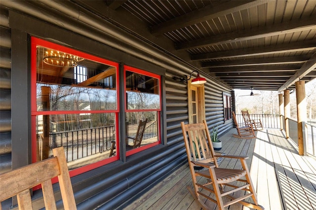 deck featuring covered porch