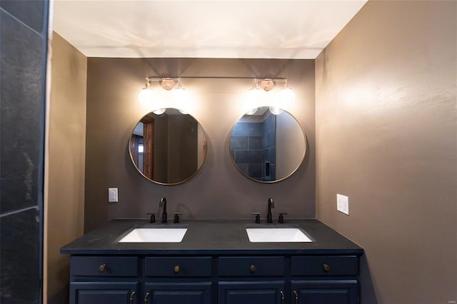 bathroom with double vanity and a sink