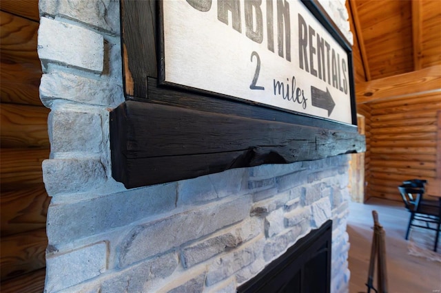 interior details with log walls