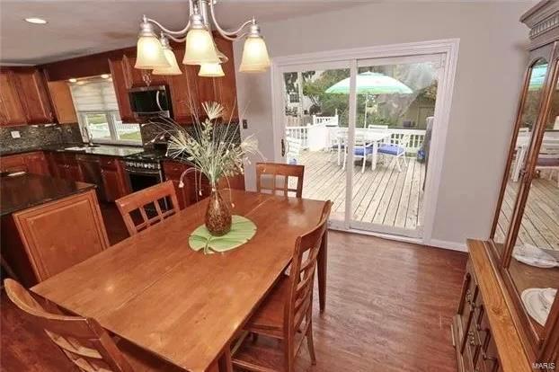 dining room featuring dark wood finished floors, plenty of natural light, and baseboards