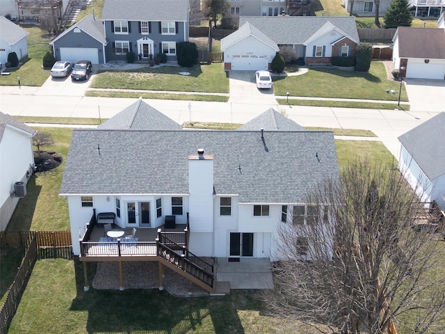 drone / aerial view with a residential view