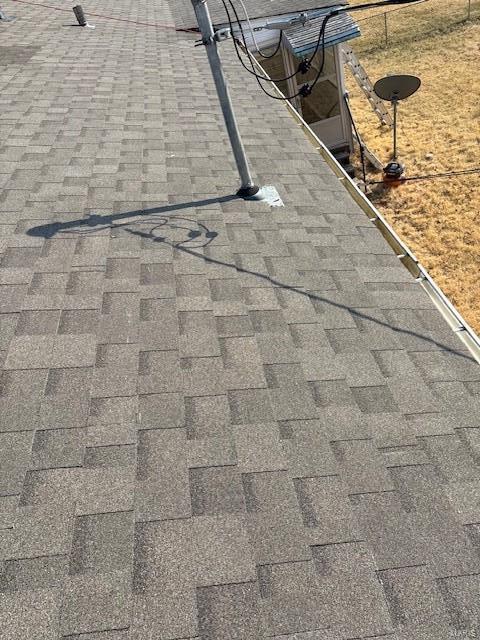 details featuring roof with shingles