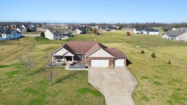 aerial view with a residential view