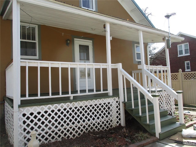 wooden deck featuring a porch