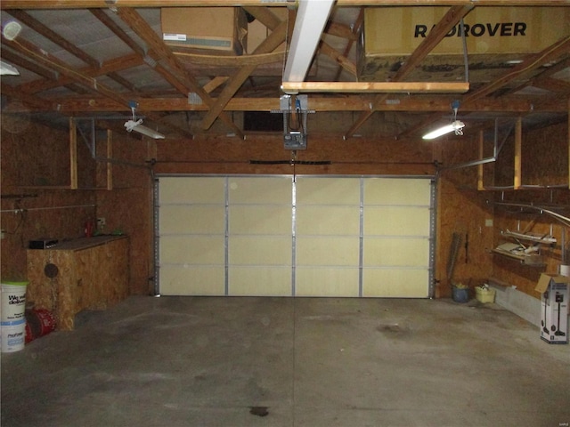 garage with a garage door opener