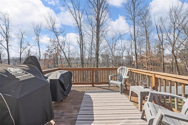 deck featuring grilling area