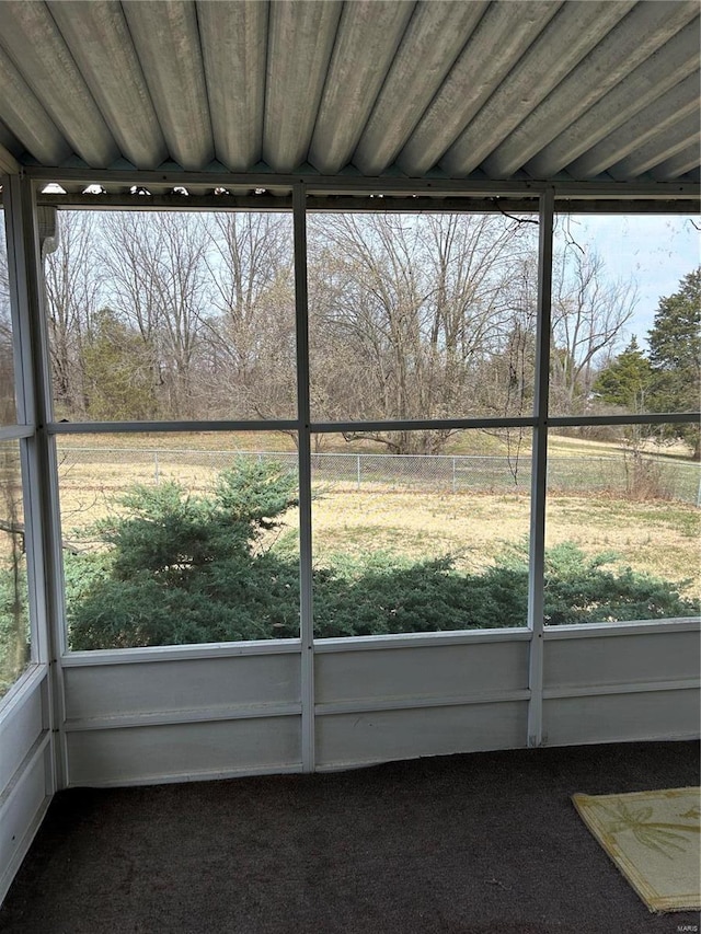 view of unfurnished sunroom