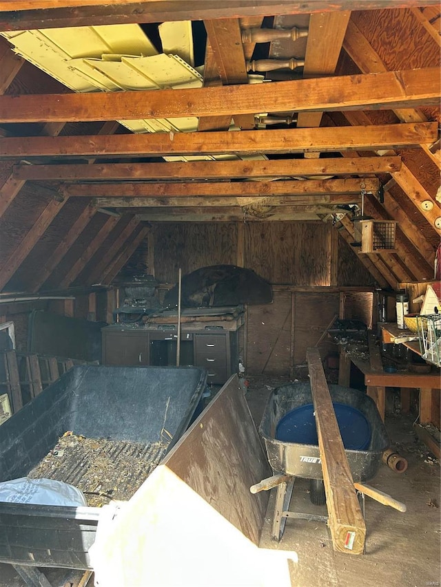 view of unfinished attic