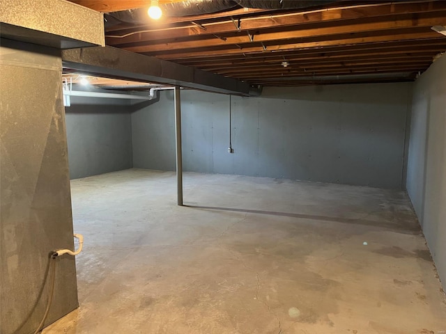 view of unfinished basement