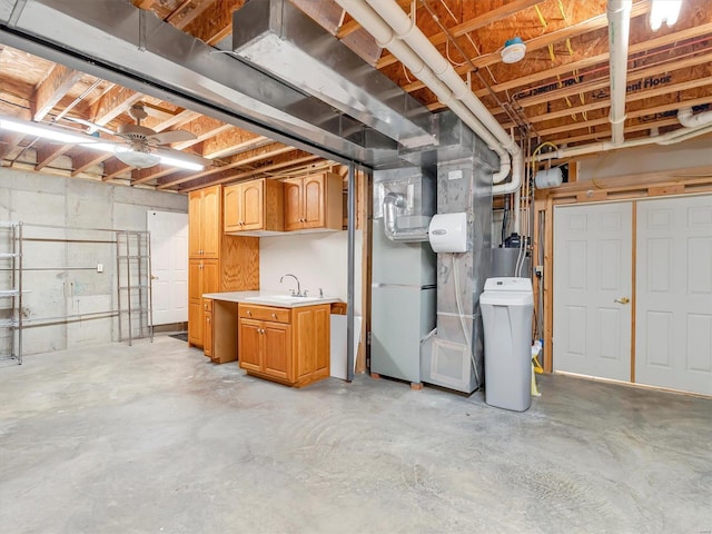 basement featuring a sink