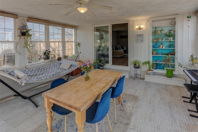 dining area featuring ceiling fan