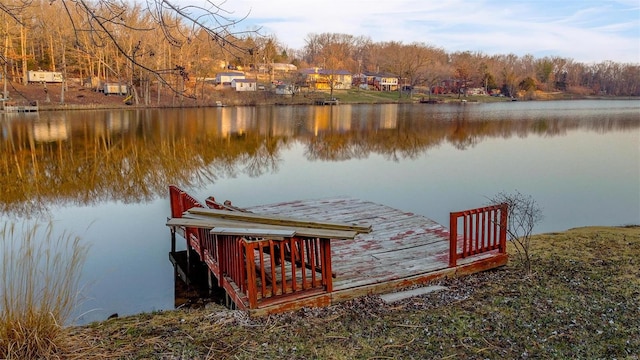 view of dock featuring a water view