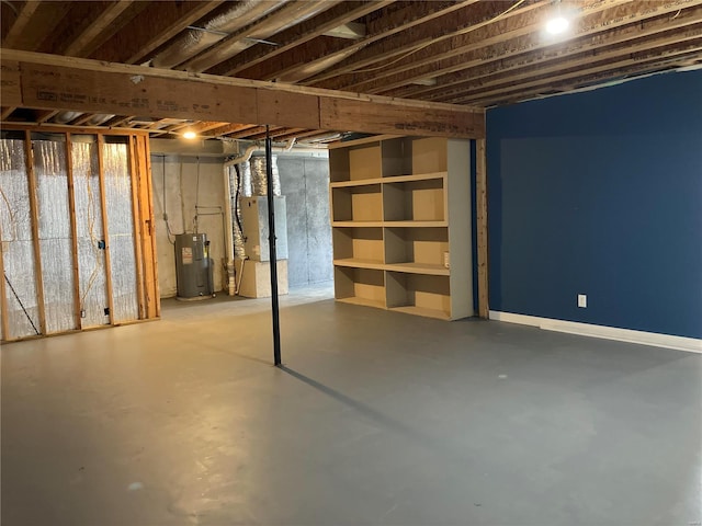 unfinished basement with water heater