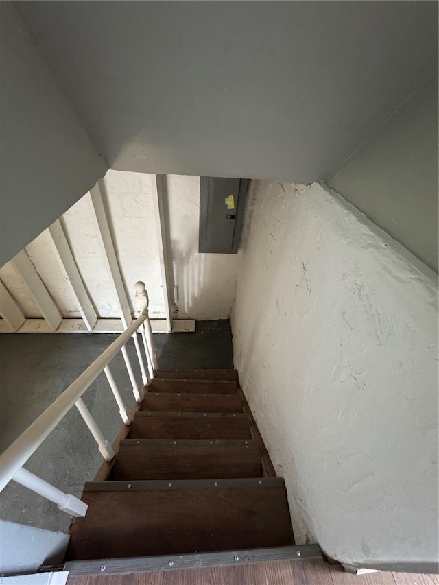 staircase with electric panel