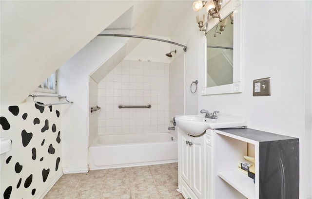 full bath with vanity and shower / washtub combination