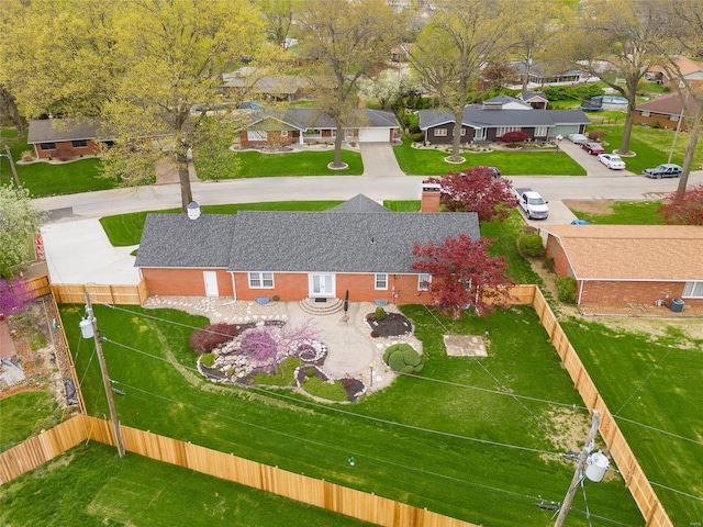 bird's eye view with a residential view