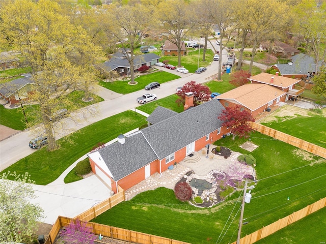 aerial view with a residential view
