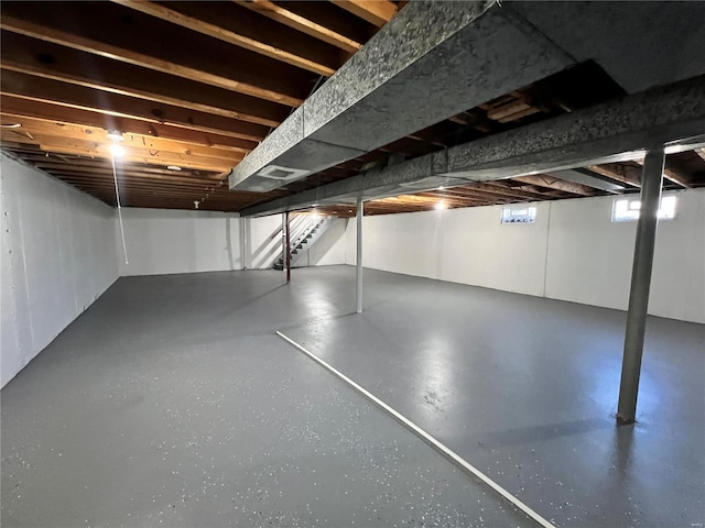 basement featuring stairway