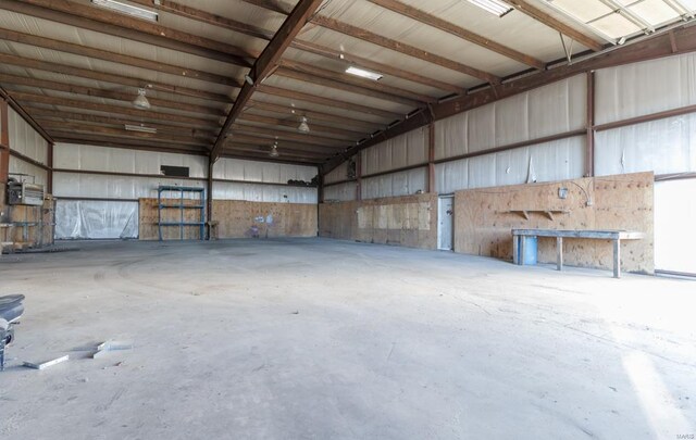 garage featuring metal wall