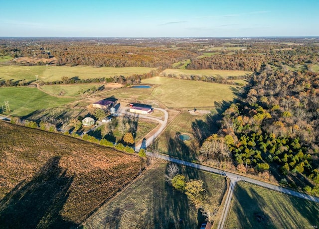 bird's eye view with a rural view