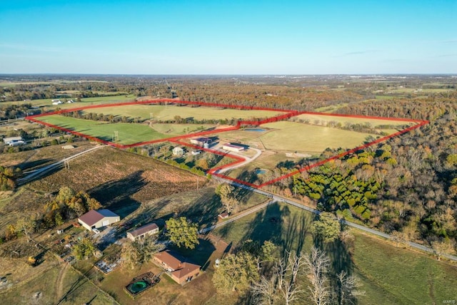 bird's eye view featuring a rural view