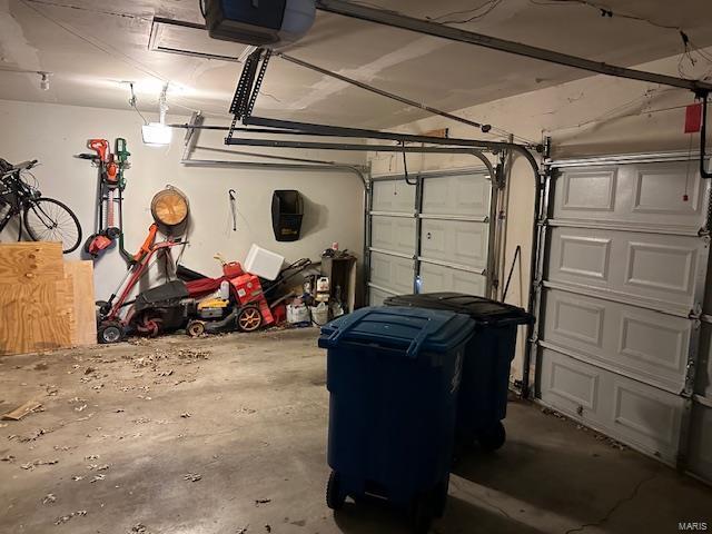 garage with a garage door opener