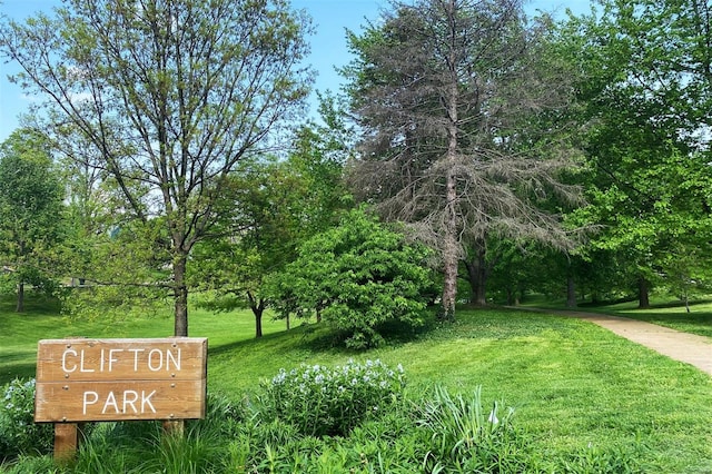 view of property's community featuring a yard
