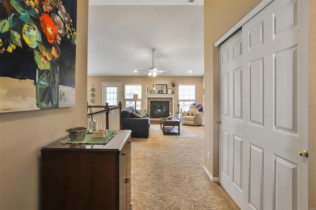 hallway with carpet