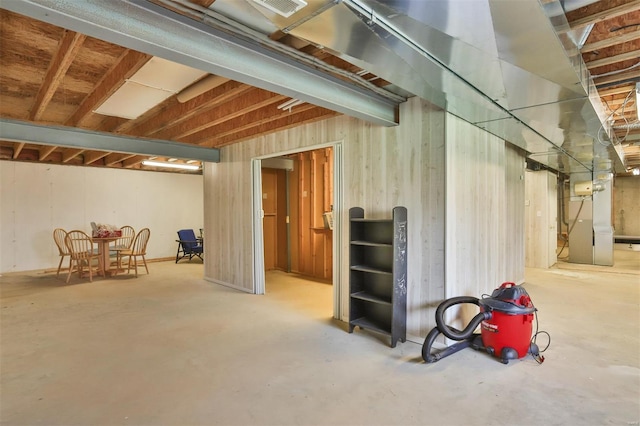 below grade area with heating unit