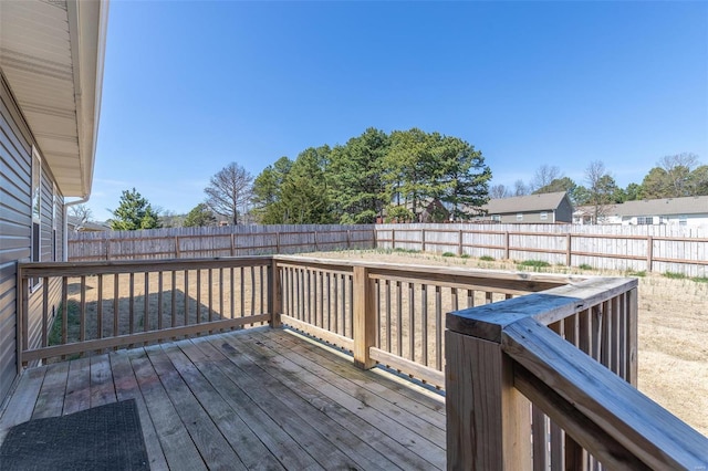 deck featuring a fenced backyard