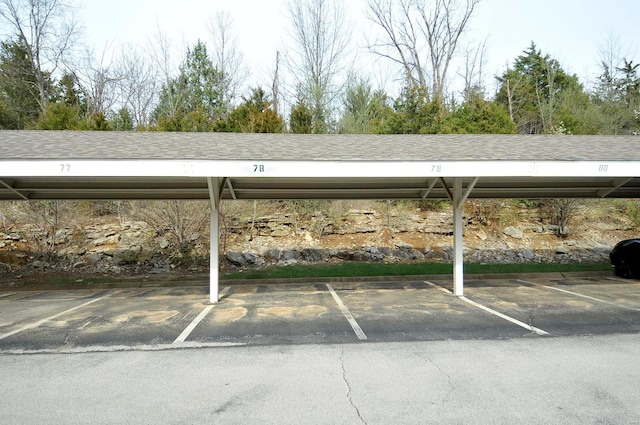 view of covered parking lot
