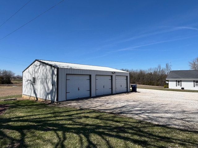 view of detached garage