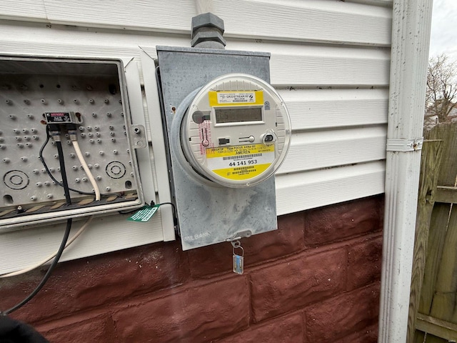 exterior details featuring electric meter