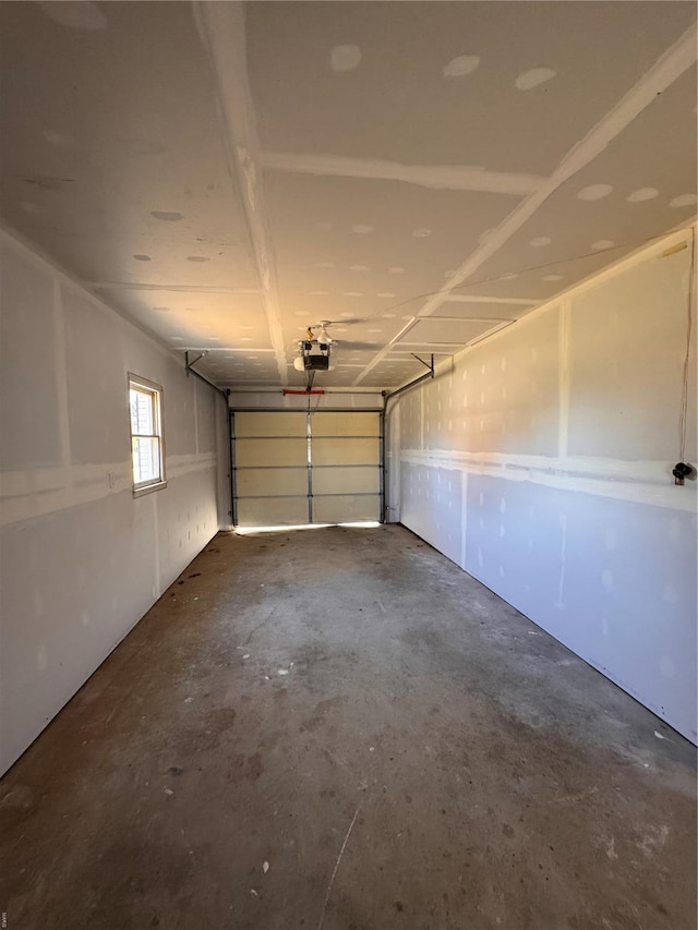 garage with a garage door opener